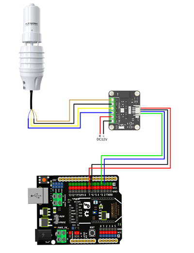 Mechanical Drawing - DFRobot SEN0657 Ultrasonic 7-in-1 RS485 Weather Sensor